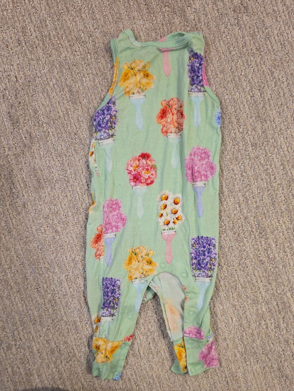 Posh Peanut Mint Floral Sleeveless Baby Tank